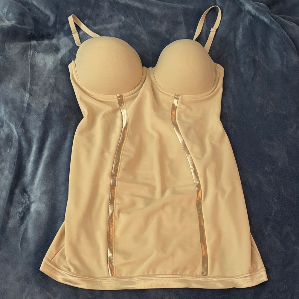 Beige Women's body shaper with Gold Accents